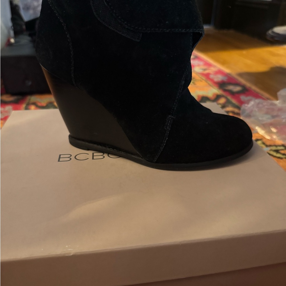 BCBG Black Wedge Ankle Boots